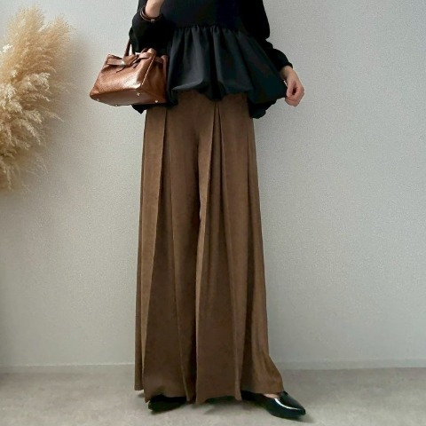 レディース　細コールテンタックワイドパンツ（misato）