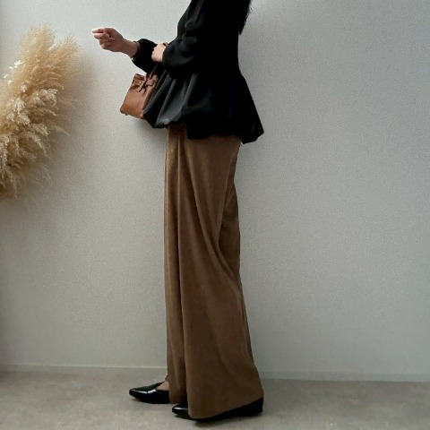 レディース　細コールテンタックワイドパンツ（misato）