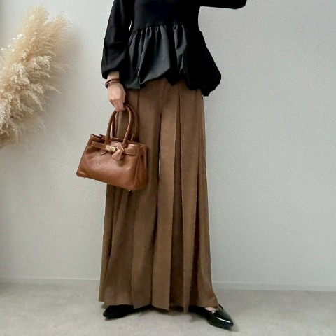 レディース　細コールテンタックワイドパンツ（misato）