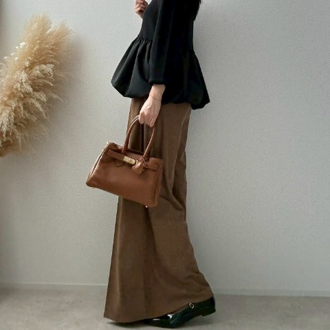 レディース　細コールテンタックワイドパンツ（misato）