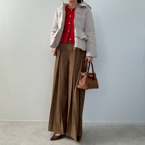 レディース　細コールテンタックワイドパンツ（misato）