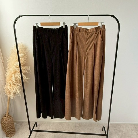 レディース　細コールテンタックワイドパンツ（misato）