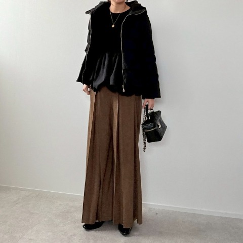 レディース　細コールテンタックワイドパンツ（misato）