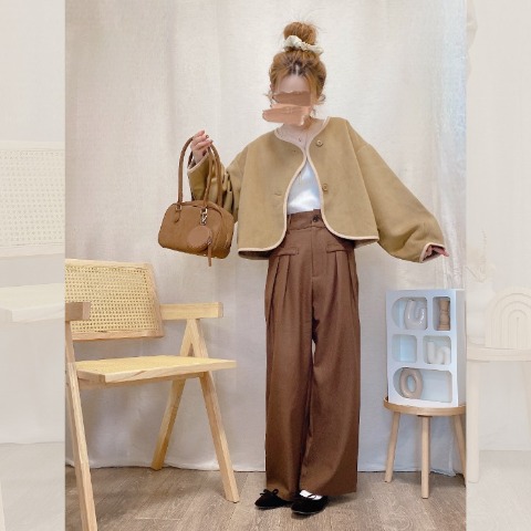 レディース　フロントポケットデザインワイドパンツ（akane）