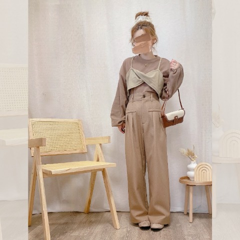 レディース　フロントポケットデザインワイドパンツ（akane）