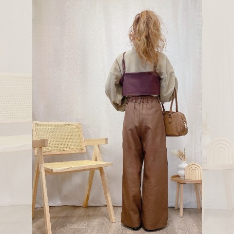 レディース　【低身長さん向け】フロントポケットデザインワイドパンツ（akane）