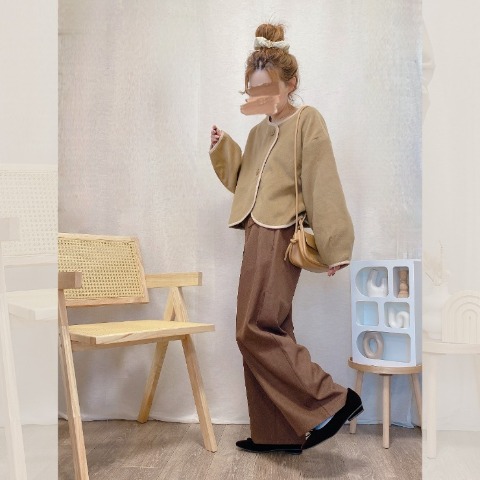 レディース　【低身長さん向け】フロントポケットデザインワイドパンツ（akane）