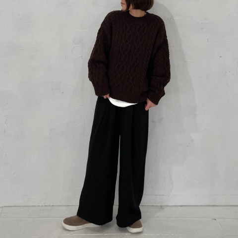 レディース　タックニットストレートパンツ（natsuki）