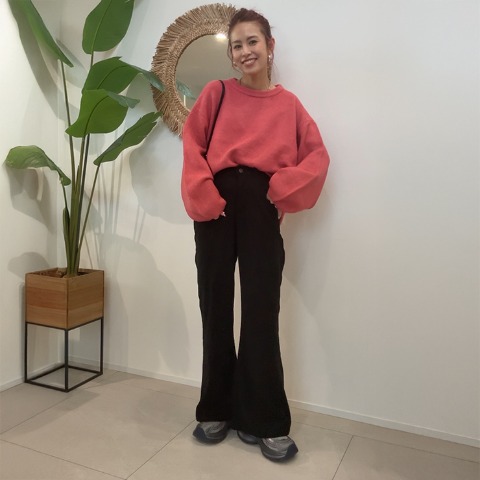 【高身長さん向け】レディース　コールテンフレアパンツ（saori）