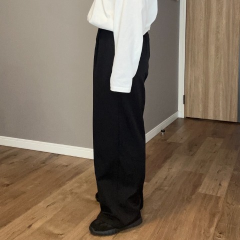 レディース　裏起毛タックストレートパンツ（ammy）