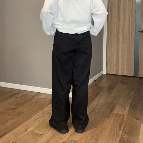 レディース　裏起毛タックストレートパンツ（ammy）