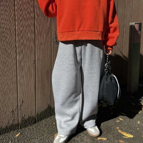 レディース　裏起毛スウェットカーブパンツ（MAYO）