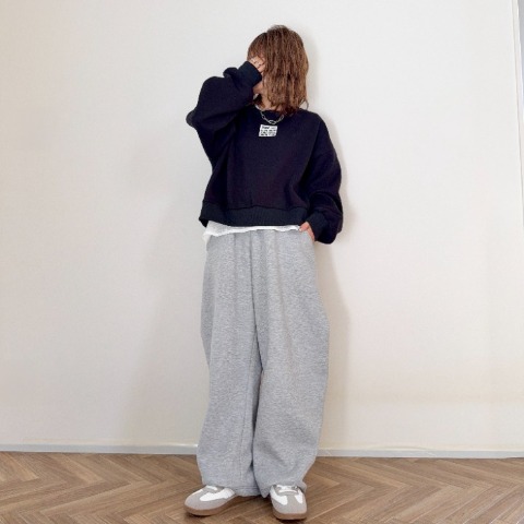 レディース　裏起毛スウェットカーブパンツ（MAYO）