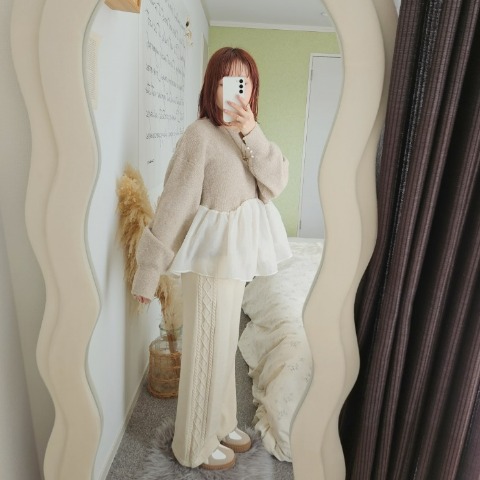 レディース　サイドケーブルラインパンツ（りんご）