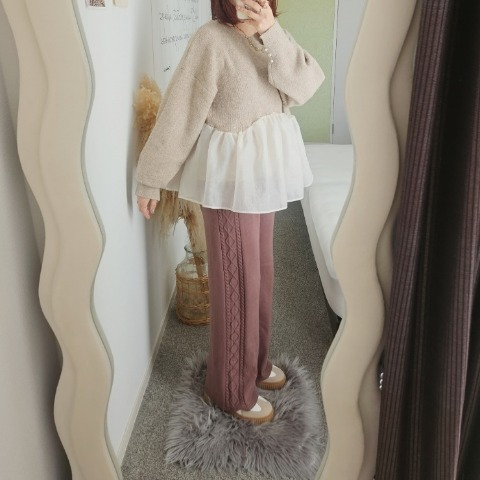 レディース　サイドケーブルラインパンツ（りんご）