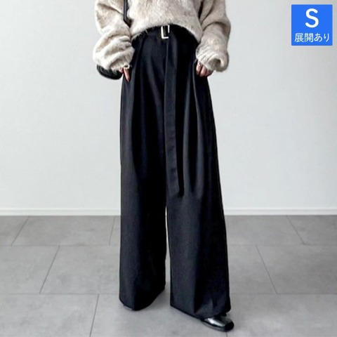 レディース　メルトンワイドパンツ（yumi） ブラック 213