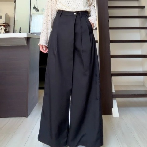 レディース　ラップ風タックワイドパンツ（miyo）
