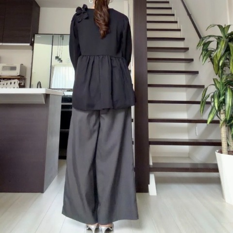 レディース　ラップ風タックワイドパンツ（miyo）