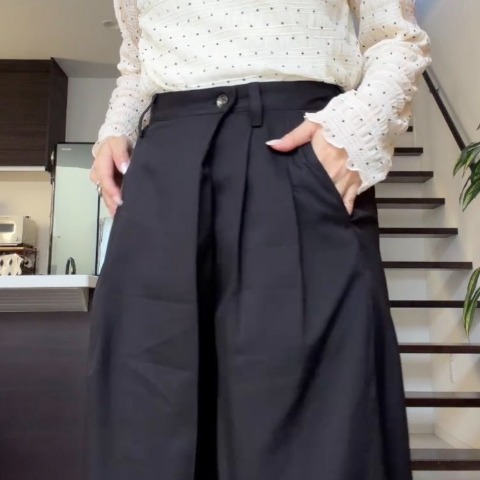 レディース　ラップ風タックワイドパンツ（miyo）