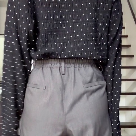 レディース　ラップ風タックワイドパンツ（miyo）