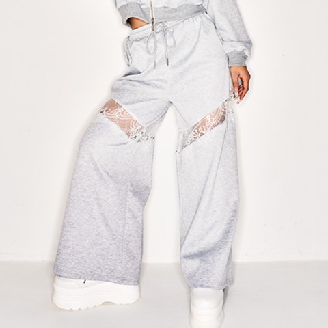 レディース　レース切り替えスウェットパンツ（まぁみ×きぃぃりぷ）