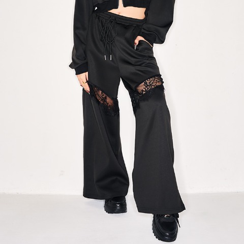 レディース　レース切り替えスウェットパンツ（まぁみ×きぃぃりぷ）