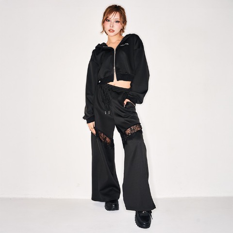 レディース　レース切り替えスウェットパンツ（まぁみ×きぃぃりぷ）