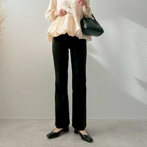 レディース　ドット柄ストレッチフレアパンツ（misato）