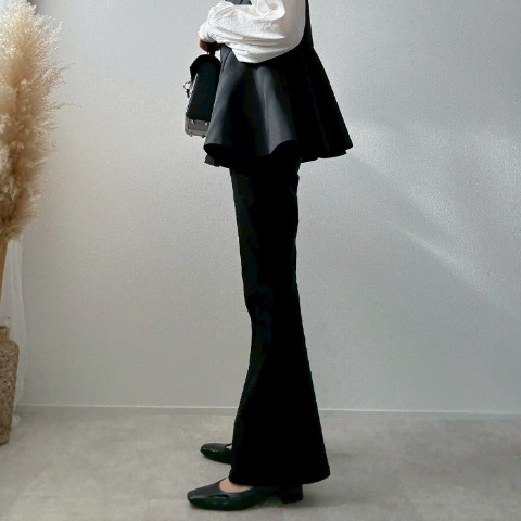 レディース　ドット柄ストレッチフレアパンツ（misato）