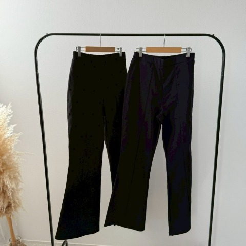 レディース　ドット柄ストレッチフレアパンツ（misato）