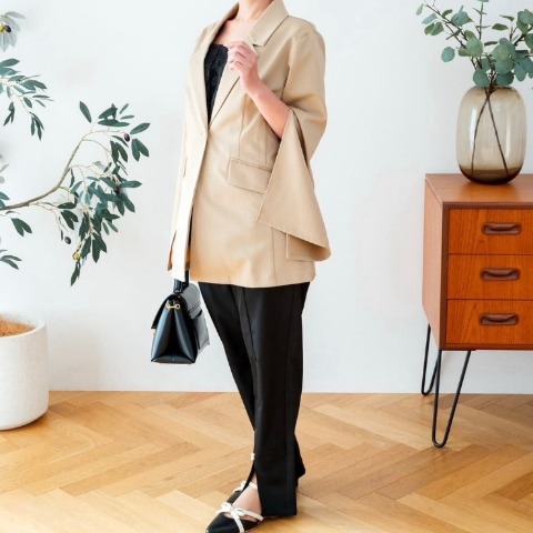 レディース　裾パールモチーフ付きパンツ（serimash）