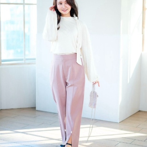 レディース　裾パールモチーフ付きパンツ（serimash）