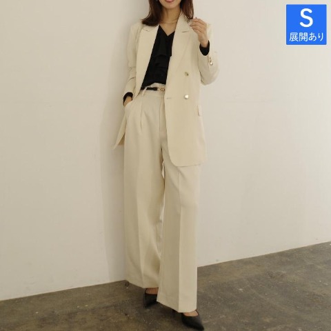 レディース　タックワイドパンツ(chihiro)
