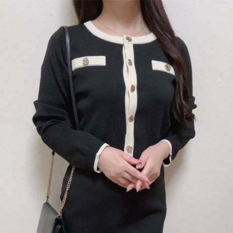 レディース　配色カーディガン（あざと女子）