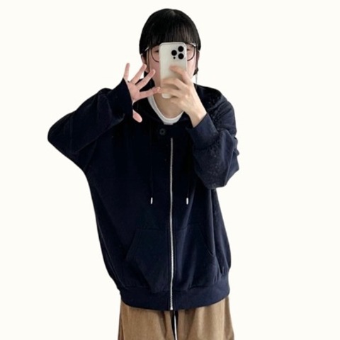 レディース　ビックシルエットジップパーカ（おさる）