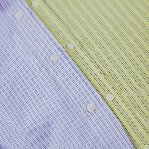 レディース　レイヤード風ストライプシャツ（Taiyou）