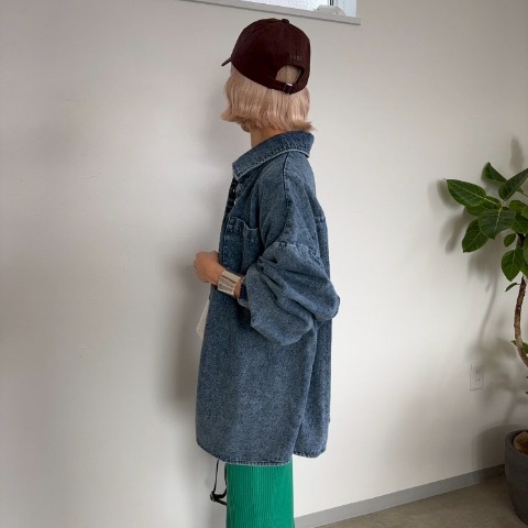 レディース　ビッグシルエットケミカルデニムシャツ（anna）