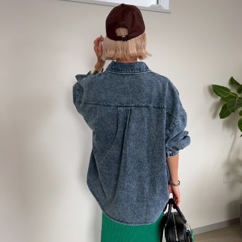 レディース　ビッグシルエットケミカルデニムシャツ（anna）