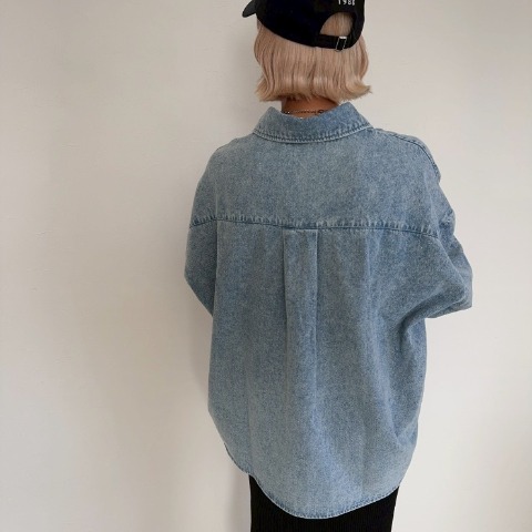 レディース　ビッグシルエットケミカルデニムシャツ（anna）