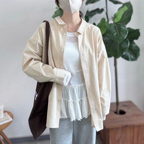 レディース　マルチウェイストライプシャツ（TOMO）