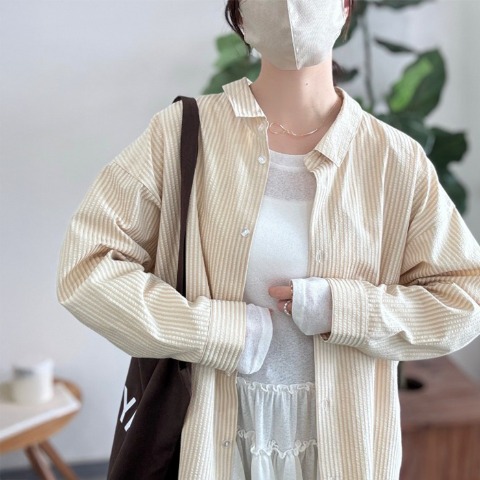 レディース　マルチウェイストライプシャツ（TOMO）