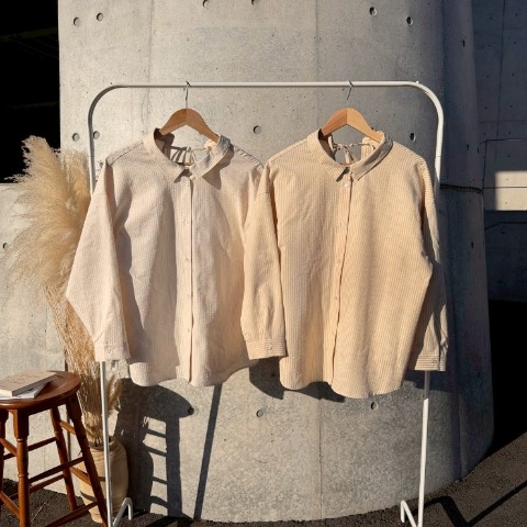 レディース　マルチウェイストライプシャツ（TOMO）