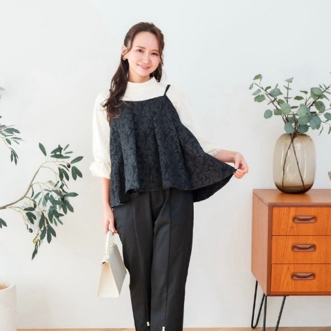 レディース　花柄プリーツビスチェ（serimash）