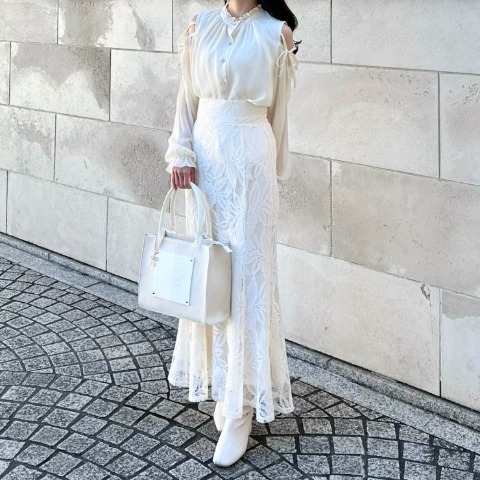 レディース　シアー肩リボンブラウス（rei）