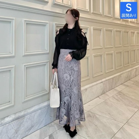 レディース　シアー肩リボンブラウス（rei）