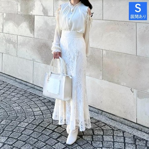 レディース　シアー肩リボンブラウス（rei）