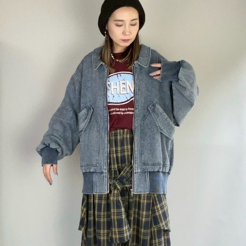 レディース　襟付きデニムジャケット（NATSUMI）