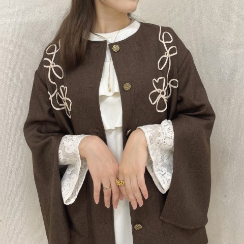 レディース　コーデ刺繍ジャケット（mog）