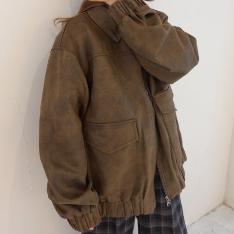 レディース　ヴィンテージ加工合皮ジャケット（miyu）