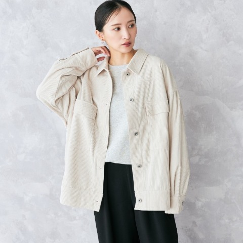 レディース　コーデュロイオーバーサイズジャケット(LienRuru)